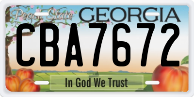 GA license plate CBA7672