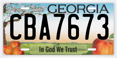 GA license plate CBA7673