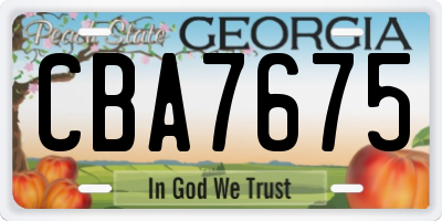 GA license plate CBA7675