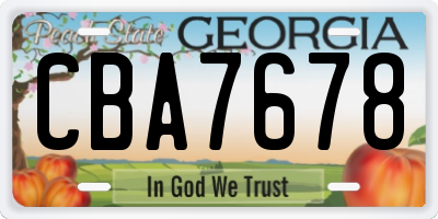 GA license plate CBA7678