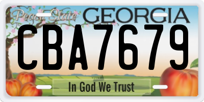 GA license plate CBA7679