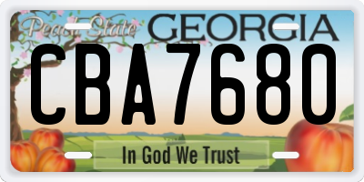 GA license plate CBA7680