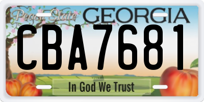 GA license plate CBA7681