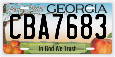 GA license plate CBA7683