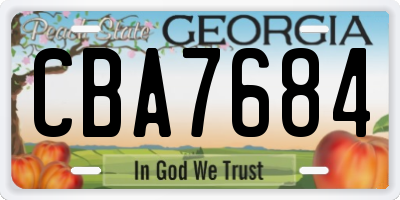 GA license plate CBA7684