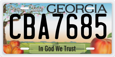 GA license plate CBA7685