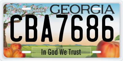 GA license plate CBA7686