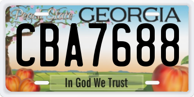 GA license plate CBA7688