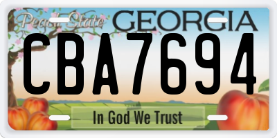 GA license plate CBA7694