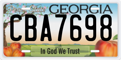 GA license plate CBA7698