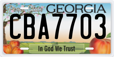 GA license plate CBA7703
