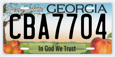 GA license plate CBA7704