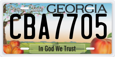 GA license plate CBA7705