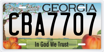 GA license plate CBA7707