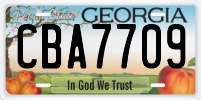 GA license plate CBA7709
