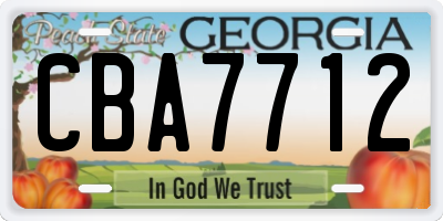 GA license plate CBA7712