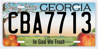 GA license plate CBA7713