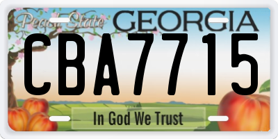 GA license plate CBA7715