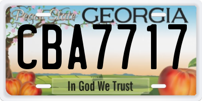 GA license plate CBA7717
