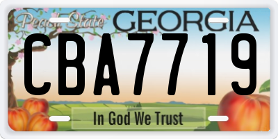 GA license plate CBA7719