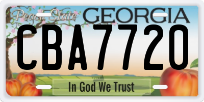 GA license plate CBA7720