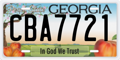 GA license plate CBA7721