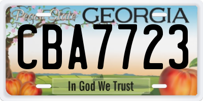 GA license plate CBA7723