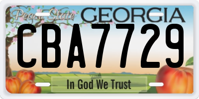 GA license plate CBA7729