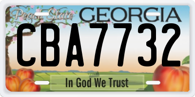 GA license plate CBA7732