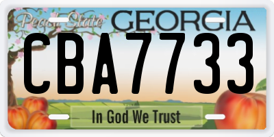 GA license plate CBA7733