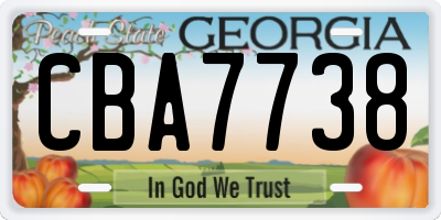 GA license plate CBA7738
