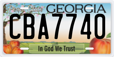 GA license plate CBA7740