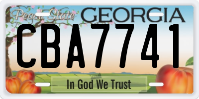 GA license plate CBA7741