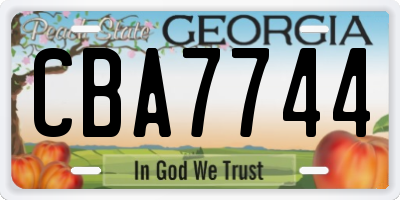 GA license plate CBA7744