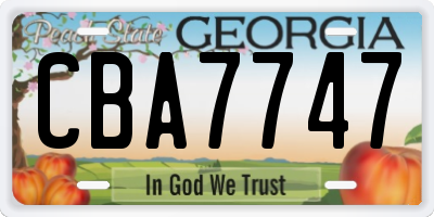 GA license plate CBA7747