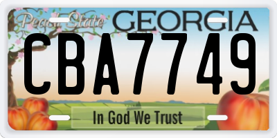 GA license plate CBA7749