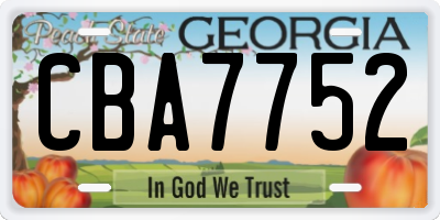 GA license plate CBA7752