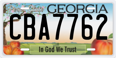 GA license plate CBA7762