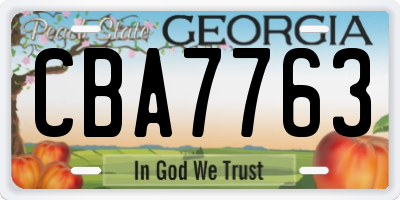 GA license plate CBA7763