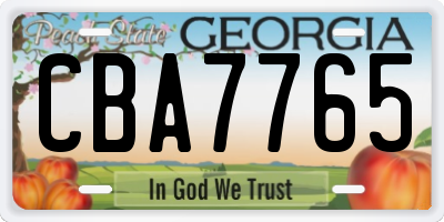 GA license plate CBA7765