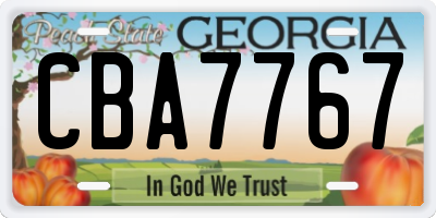 GA license plate CBA7767