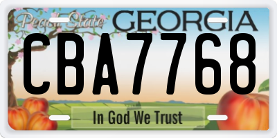 GA license plate CBA7768