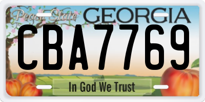 GA license plate CBA7769