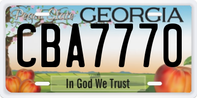 GA license plate CBA7770