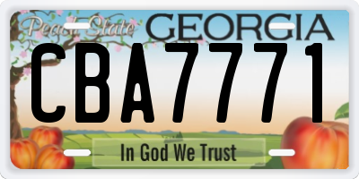 GA license plate CBA7771