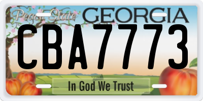GA license plate CBA7773