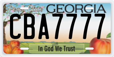 GA license plate CBA7777
