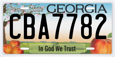 GA license plate CBA7782