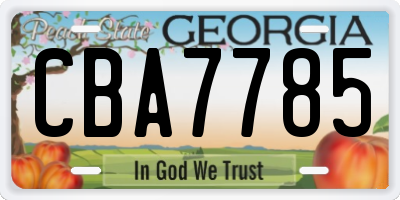 GA license plate CBA7785