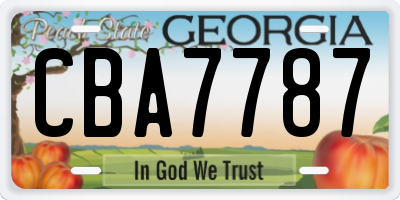 GA license plate CBA7787